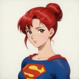 a cool red - bun - haired anime girl. she is dressed as a superhero. clean elegant painting, beautiful detailed face. by artgerm and greg rutkowski and alphonse mucha, seoul, south korea, trending on artstation