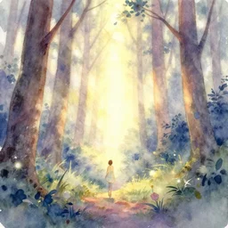 foxfire glowing in the woods. watercolor by award - winning mangaka, backlighting, relaxed mood, pastel palette, depth of field, painting, macro photography.
