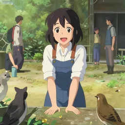a film still of a 1 9 5 0's happy zoo keeper girl working, finely detailed features, full body mid shot, perfect art, in the zooyard, gapmoe yandere grimdark, trending on pixiv fanbox, painted by gaston bussiere, makoto shinkai, akihiko yoshida, gaston bussiere, craig mullins