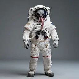 extremely detailed studio portrait of space astronaut, alien tentacle protruding from eyes and mouth, slimy tentacle breaking through helmet visor, shattered visor, full body, soft light, studio background, disturbing, shocking realization, award winning photo by manny librodo
