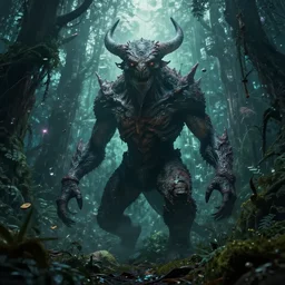 dark forest protected by strange creature, the matrix movie style