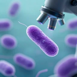 photo under a microscope of a purple bacteria