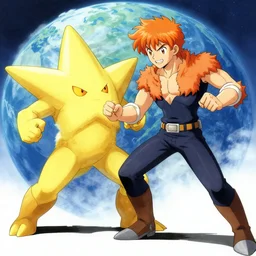 ness from earthbound battling with a starman from earthbound, greg rutkowski, epically shaded