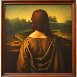 a view of the back of the painting of mona lisa