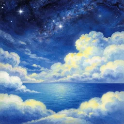 ( ( ( ( ( beautiful starry sky and cloud and sea ) ) ) ) ) by mœbius!!!!!!!!!!!!!!!!!!!!!!!!!!!, overdetailed art, colorful, record jacket