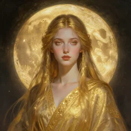 digital painting portrait of a beautiful lunar priestess, gilding, celestial aura, radiant lighting, artgerm, gilded, artstation