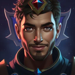 close up portrait, friendly tyler posey prince mage, abstract shield and starlight background, alphonse mucha, rhads, ross tran, artstation, artgerm, octane render, 1 6 k