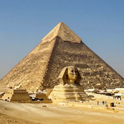 The Great Pyramid of Giza, by Makoto Shinkai and Thomas Kinkade, fantasy matte painting, trending on cgsociety and unreal engine，light effect，highly detailed，super wide angle，