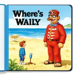 where's wally book page highly detailed, beach setting