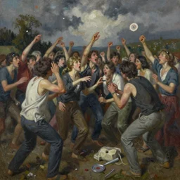 a painting showing chaos and panic, extremely detailed, contemporary art, oil paint, insane detail