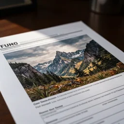 A4 sheet of paper on a desk filled out, tax document, questionaire, depth of field, dark background room, doom, high resolution