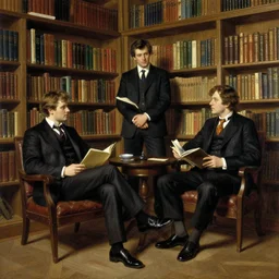 library, painting by gaston bussiere, craig mullins, j. c. leyendecker, tom of finland
