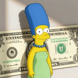 Marge Simpson instead of Benjamin Franklin on a dollar bill