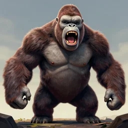 king kong roaring, realistic, extremely detailed, sharp focus, wide view, smooth, digital illustration, by james jean, by rossdraws, frank franzzeta, mcbess, sakimichan, brosmin, danton fadeev, steve simpson