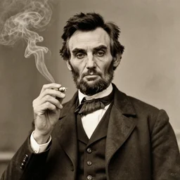old 1 8 0 0 s photograph of the ghost of abraham lincoln smoking weed