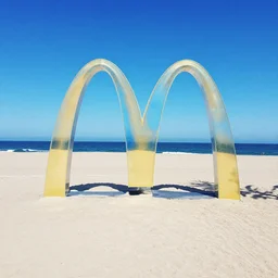 blue mcdonalds on the beach