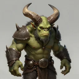 an orc with horns etched with maze designs, trending on artstation