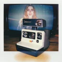 a vcr robot birthing a vcr cassette, 1 9 7 1, polaroid photo, tv screenshot, horror