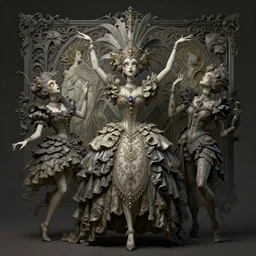 matte painting of the carnival of the damned, expressive poses, acrobatic, rainbow eyes, ornate frilly dress, fantasy, intricate, elegant, highly detailed, digital painting, artstation, concept art, smooth, sharp focus, illustration, art by artgerm and greg rutkowski and alphonse mucha, Zdzisław Beksiński octane render, 3d, hyperrealistic