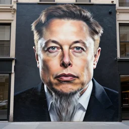 long mustache elon musk wall painting, new york