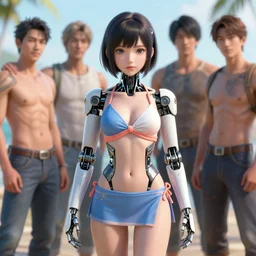 portrait of a teenage robot girl in a bikini dress, trending on artstation, pixiv, cgsociety, hyperdetailed unreal engine 4 k 8 k ultra hd, stanley artgerm lau, wlop, rossdraws, james jean marc simonetti ruan jia and mandy jurgens and artgerm and william - adolphe bouguerea sakimichan