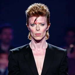 David Bowie BBC live portrait, kim jung gi style, Greg Rutkowski, Zabrocki, Karlkka, Jayison Devadas, trending on Artstation, 8K, ultra wide angle, zenith view, pincushion lens effect