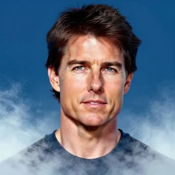 a character portrait of tom cruise by basil gogos, vivid modern color scheme, shimmering particles in the mist