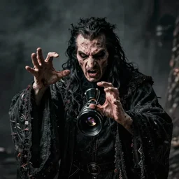 portrait of an evil sorcerer performing a malevolent incantation, ominous dramatic low light, gritty high contrast, kodak portra 8 0 0, f 1. 8 8 5 mm zeiss lens
