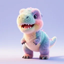 high quality 3 d render hyperrealist very cute multipastel fluffy angry dinosaur, vray, fluffy t - rex, smooth in the background, artstation
