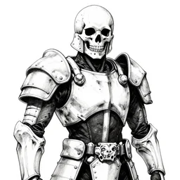 solider wearing armor made from bones wearing a skull helmet, drawn by tsutomu nihei, black and white ink