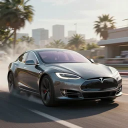 Tesla Model S in Fast and the Furious Movie, fantasy illustration HD, high quality, highly detailed, unreal engine, 4K quality