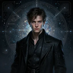 dark portrait of young jeff bridges as a techno wizard, fantasy, intricate, elegant, highly detailed, digital painting, artstation, smooth, sharp focus, illustration, epic fractal circuit background, artgerm, alphonse mucha, epic cosmic background, erak note, eddie mendoza, christophe young, craig mullins, evan lee, silvain sarrailh, dao trong le, kan liu, character design, trending on artstation