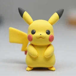 a miniature clay dough figurine of pikachu, close up