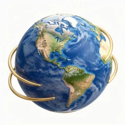 golden rings circling the earth, highly detailed photograph