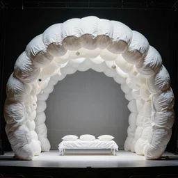 white cocoon theatrical stage design photo realistic 8k