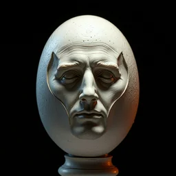 a statue of edward norton's head in the shape of an egg with eggshell texture, just the face, strong eggshell texture, highly detailed, dramatic lighting, concept art by caravaggio and greg rutkowski and artgerm