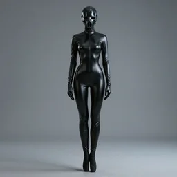 hooded flat slim thin petite female plague doctor, in extra tight shiny black latex suit, long sleeves, turtleneck, trending on artstation, futuristic, latex plague crow mask, ballet boots, establishing shot, fullbody shot