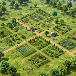 unreal engine 5 screenshot of a ecology based real time strategy, permaculture, nature, ecosystem, landbuilding
