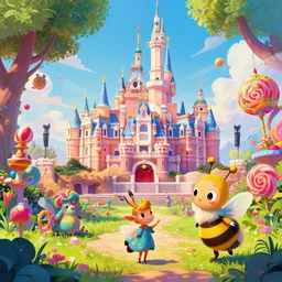 photo of habor whimsical fairy wonderland vibrant colors candyland wonderland by artgerm and greg rutkowski and magali villeneuv art beeple, by thomas kinkade hearstone league of legends dofus beatrix potter
