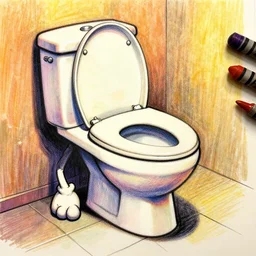 a talking toilet with limbs, illustration, graphic novel, graphite, marker art, crayon, paint, comic book, warm color palette, electric colors, tonal colors, 2 d, 8 k, natural lighting, amoled, moody lighting, diffraction grading, cel shading : : katsuhiro otomo