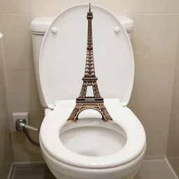 eiffel tower in a toilet bowl