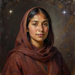 portrait of an bajoran woman ( 3 5 ) from bajor, bajor - b'hava'el, bajoran sector, alpha quadrant, an oil painting by ross tran and thomas kincade