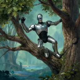 robocop lynched from a tree overlooking narnia