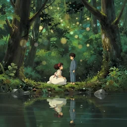 landscape, by hayao miyazaki, by ismail inceoglu, by maria sibylla merian, illustration, bokeh, cinematic, filmic, glamor shot, cinematic lighting, ray tracing reflections, rtx, woodland, cinematic
