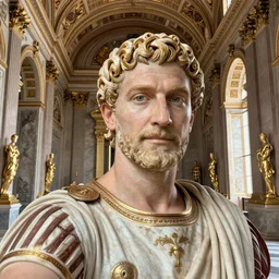 selfie of a roman emperor in a palace