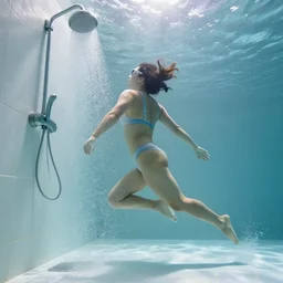 photo of a running shower. underwater