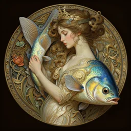 marisha ray as a fish, intricate, elegant, highly detailed, digital painting, artstation, concept art, smooth, sharp focus, illustration, art by artgerm and greg rutkowski and alphonse mucha, 8 k