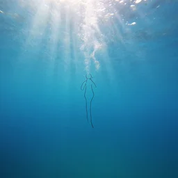 underwater, filtered light, minimalist line drawings