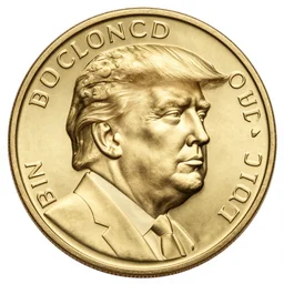 the face of trump on a golden coin