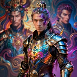 An aetherpunk sorcerer wearing magic inflused armor, intricate artwork by Tooth Wu and greg rutkowski and artgerm and justin gerard, cinematic, hyper realism, high detail, octane render, unreal engine, 8k, Vibrant colors, Smooth gradients, High contrast, depth of field, aperture f2.8